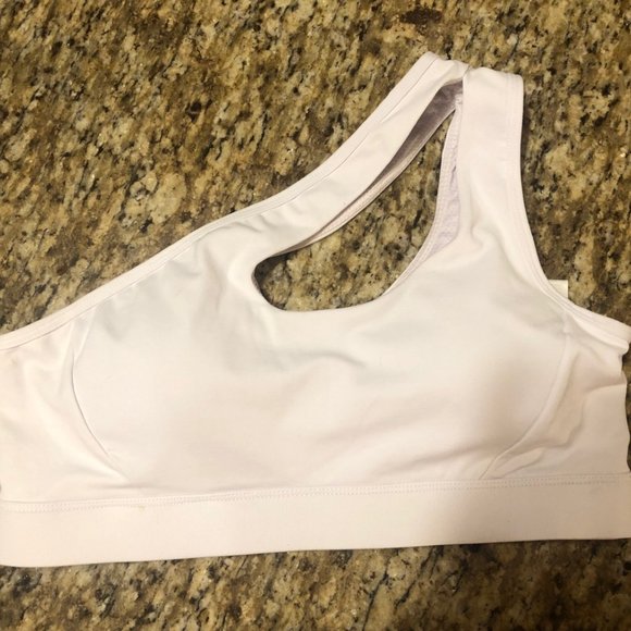 White One Shoulder Sports Bra - Picture 1 of 2